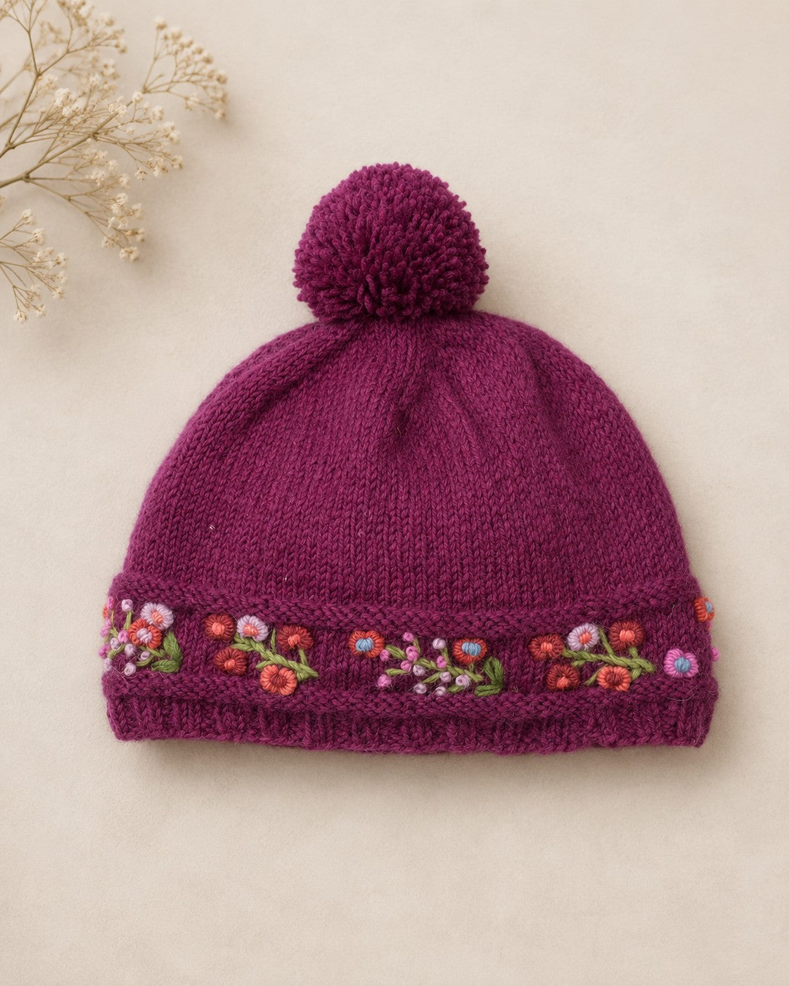 Mathilde Wool Knit Embroidered Hat