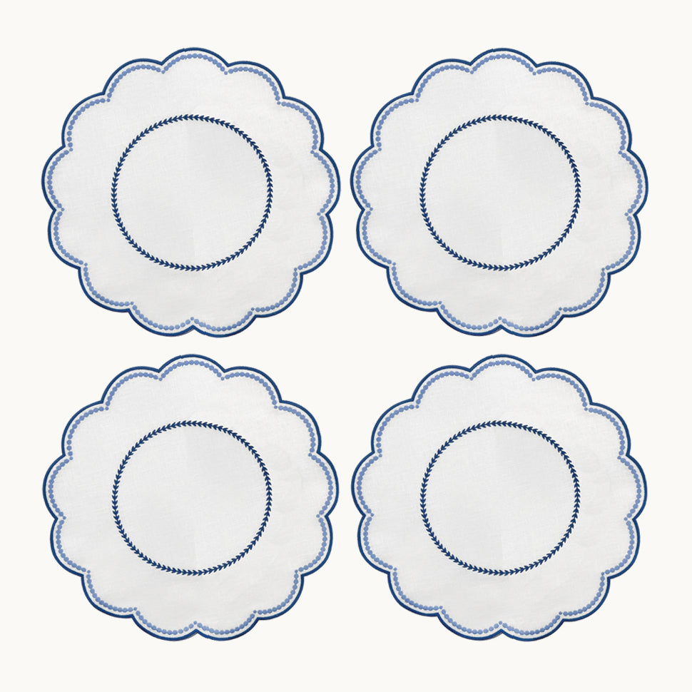 Lilibeth linen white & blue placemat (set of 4)