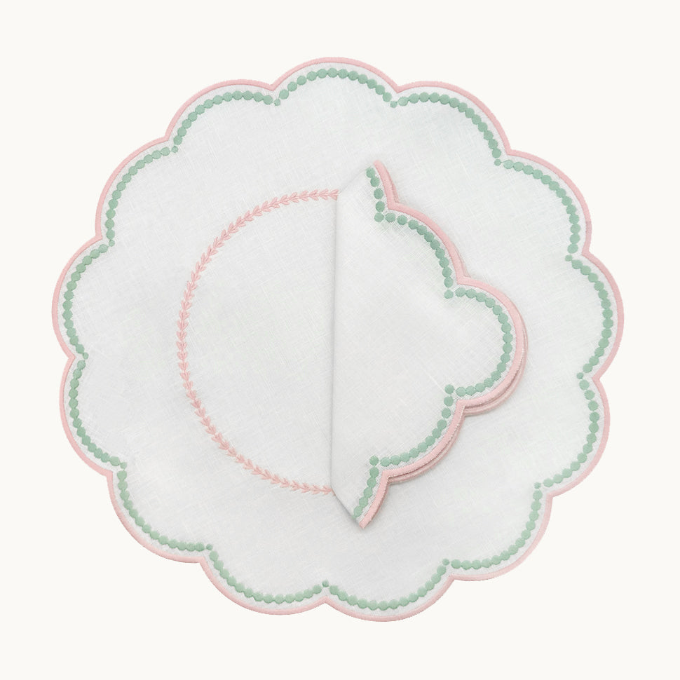 Lilibeth linen white & pink placemat (set of 4)