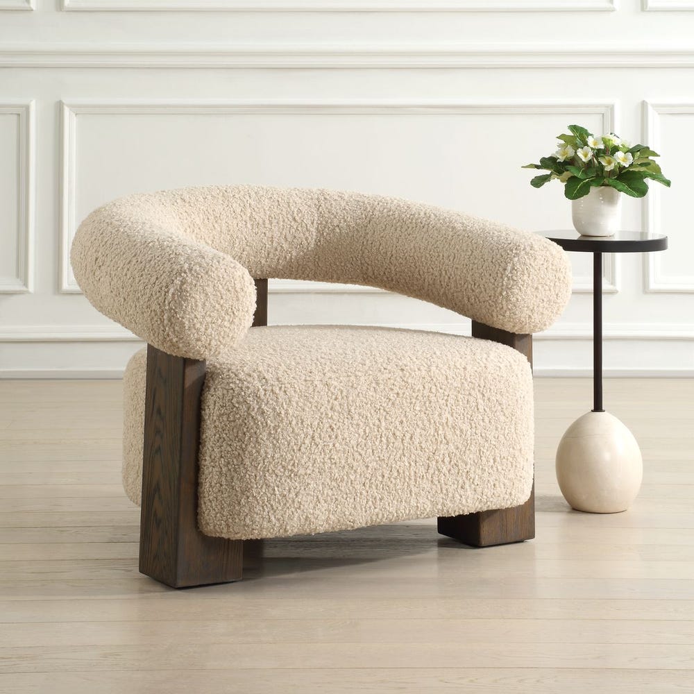 Linen Faux Shearling Accent Chair