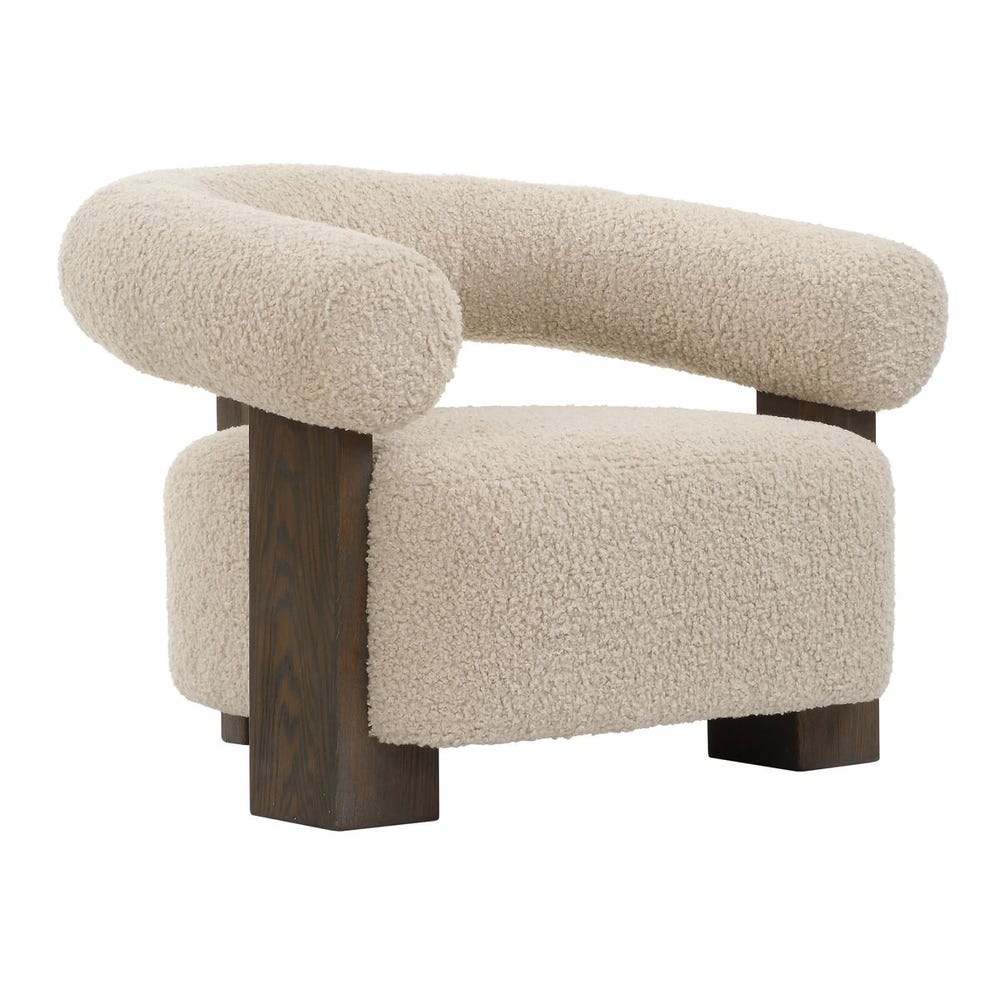 Linen Faux Shearling Accent Chair