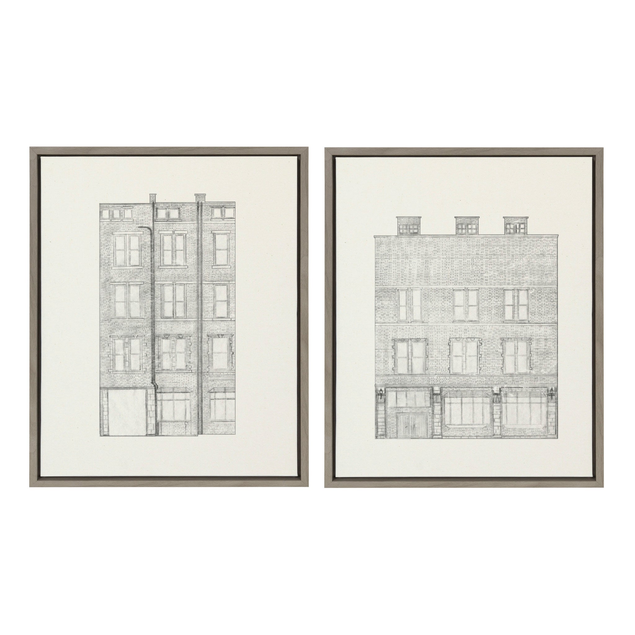 Sylvie Brick Building Façade 1 and Brick Building Façade 4 Framed Canvas Set by Viola Kreczmer