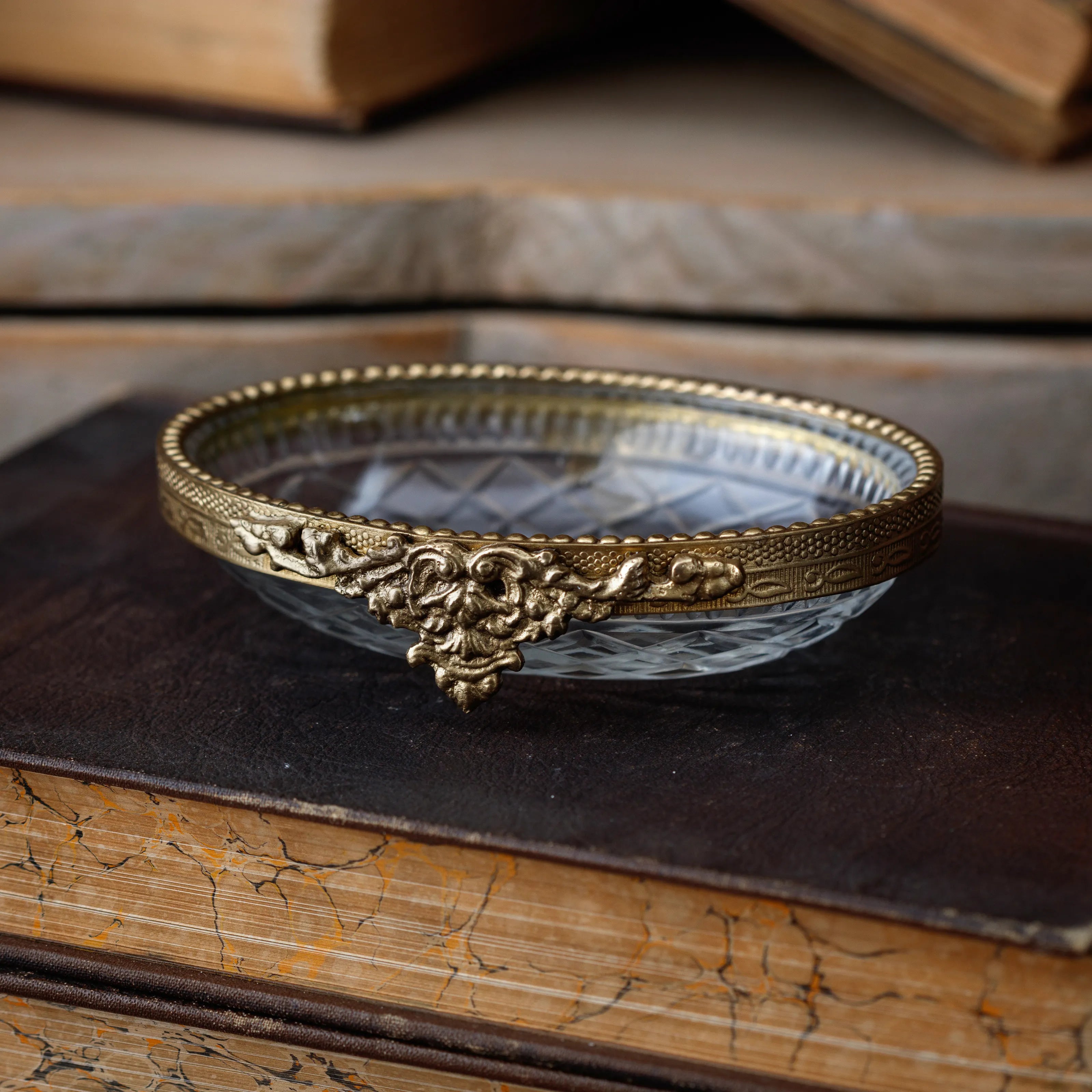 Madame Gilded Glass Soap Dishes, Set of 4