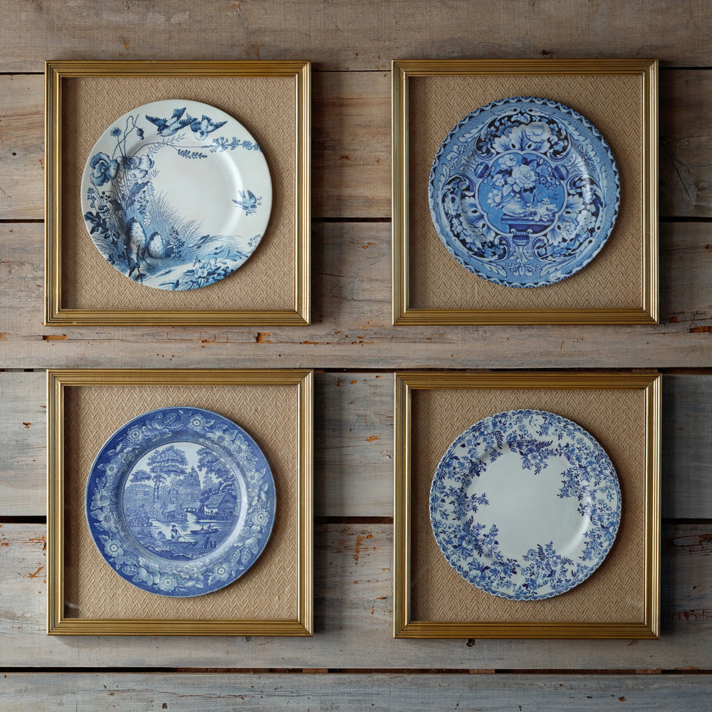 Maison Bleu Porcelain Plate Framed Prints, Set of 4