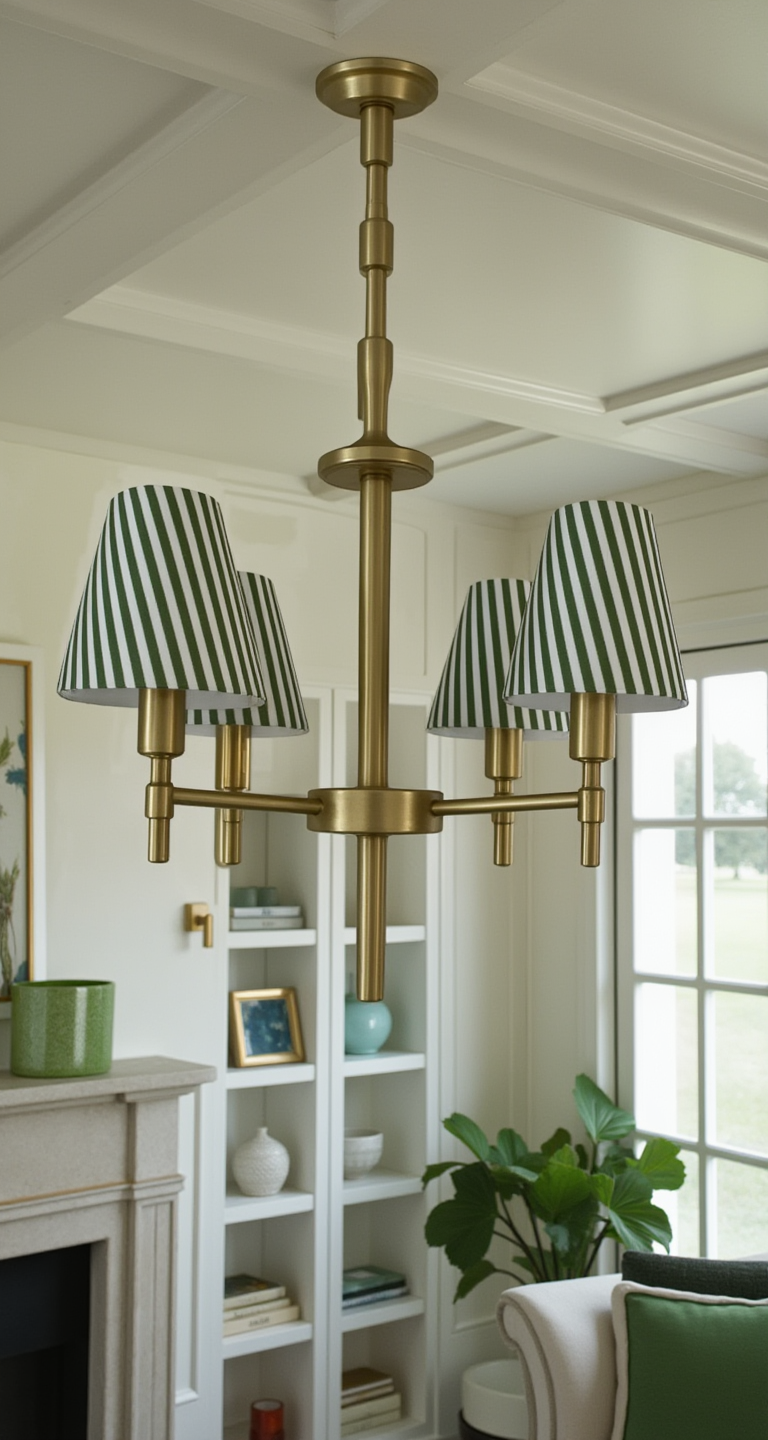Green Striped Sconce Shade