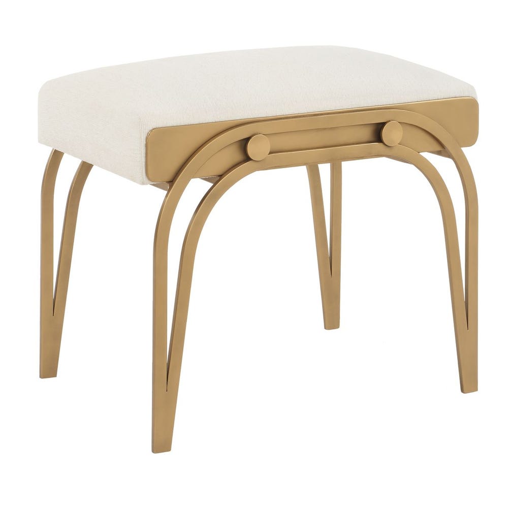 Maris Arching Brass Upholstered Accent Bench