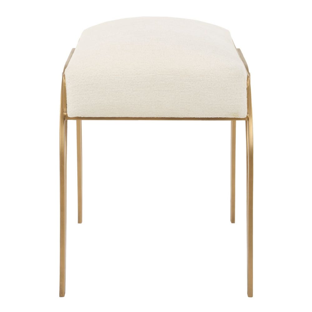 Maris Arching Brass Upholstered Accent Bench