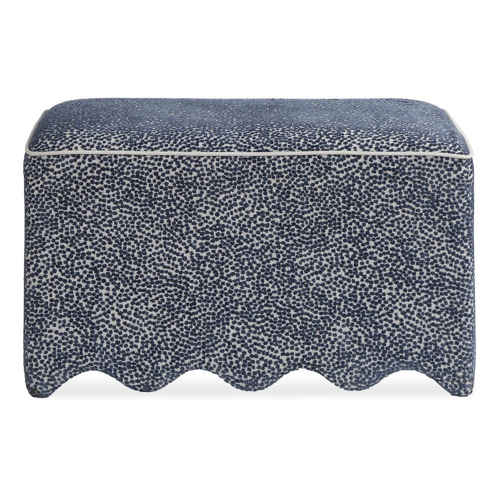 Marlowe Denim Blue Scalloped Ottoman