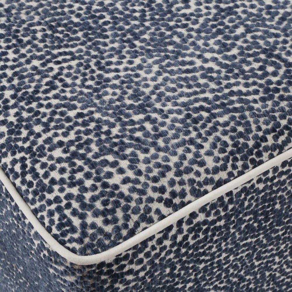 Marlowe Denim Blue Scalloped Ottoman