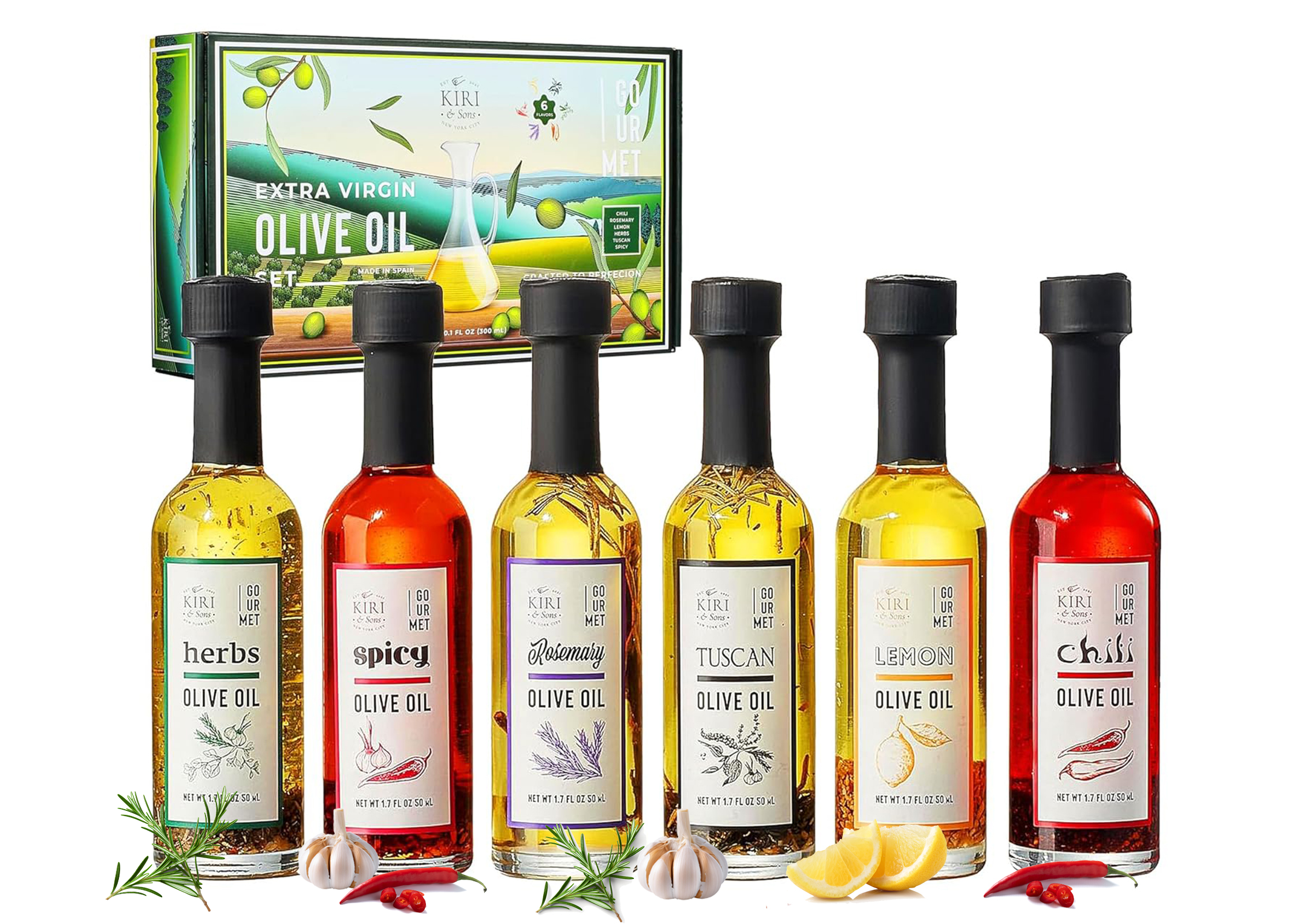 Olive Oil Gourmet Sampler Gift Set Of 6 Premium Extra Virgin Blend Olive Oil Made In Spain Natural F