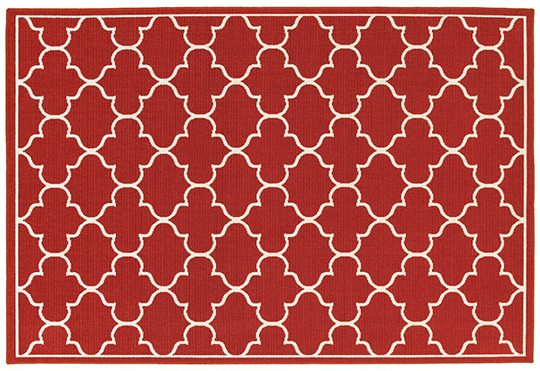 Meridian Indoor / Outdoor Rug - Burnt Red / Off-White