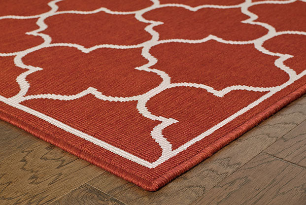 Meridian Indoor / Outdoor Rug - Burnt Red / Off-White