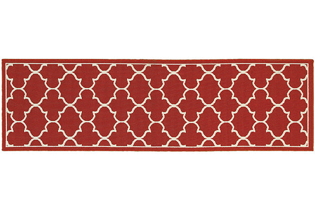 Meridian Indoor / Outdoor Rug - Burnt Red / Off-White