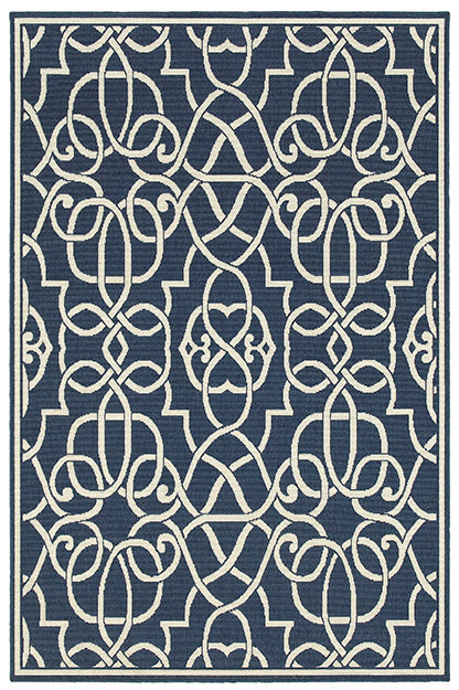 Medalia Meridian Indoor / Outdoor Rug  Navy/White