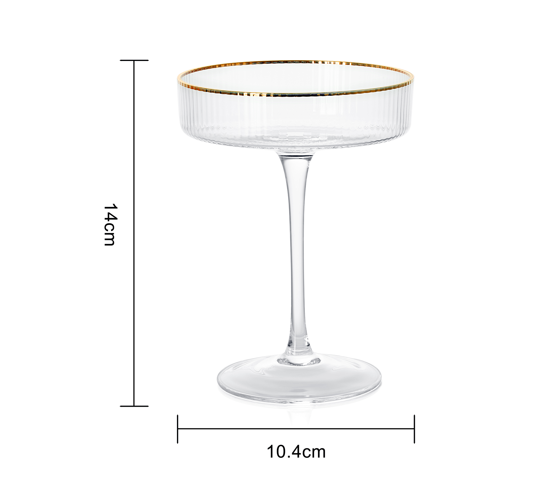 Ribbed Coupe Cocktail Glasses With Gold Rim 8 Oz Set Of 4 Classic Manhattan Glasses For Cocktails Li