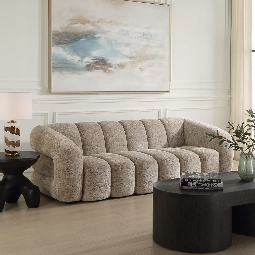 Mocha Channel Tufted Sofa