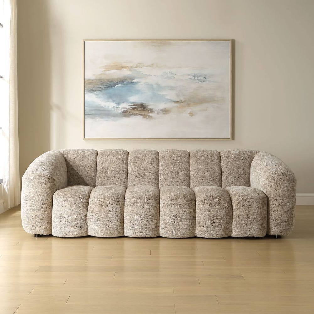 Mocha Channel Tufted Sofa