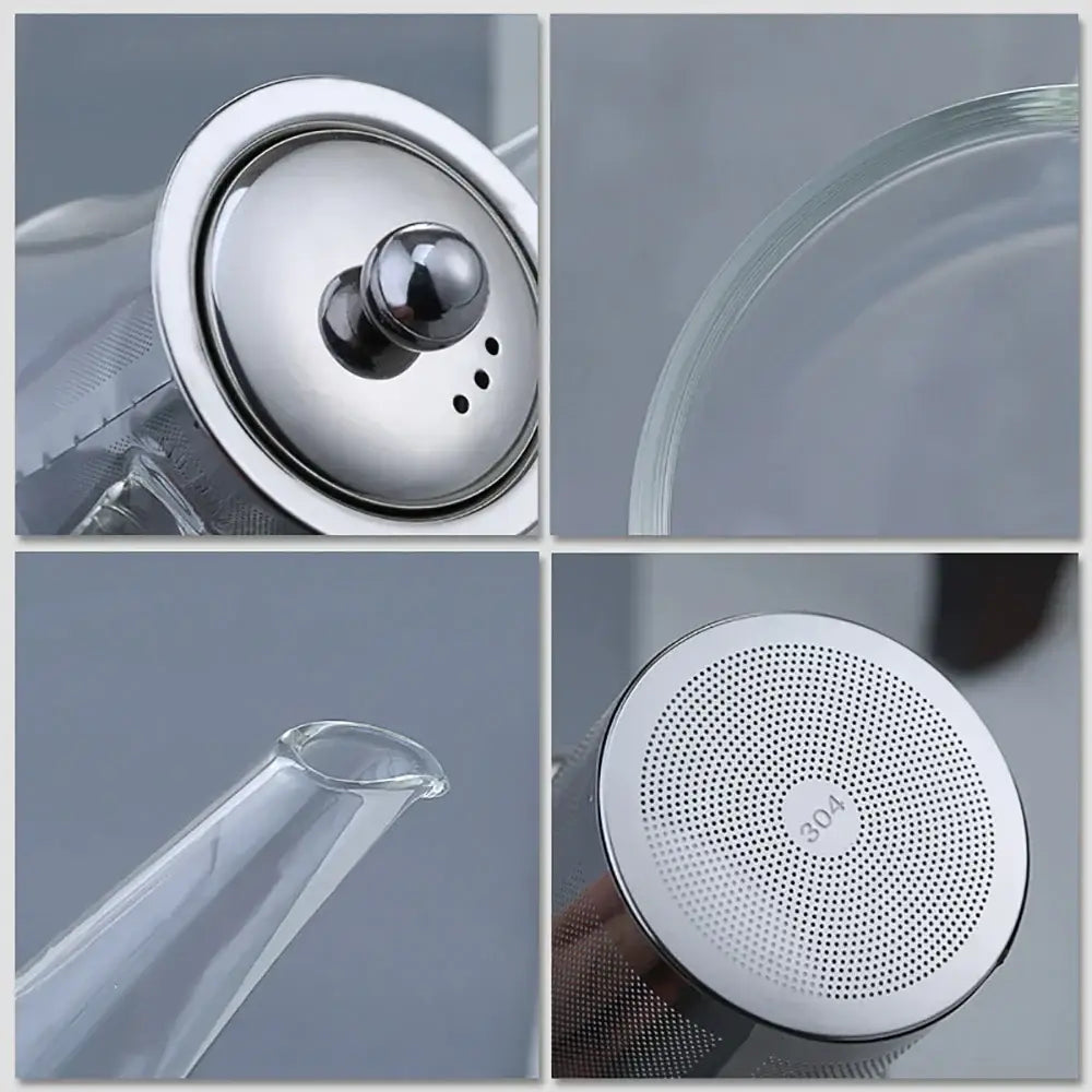Modern glass tea infuser pot kitchen filtered teapot