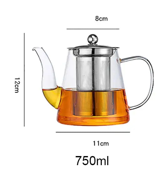 Modern glass tea infuser pot kitchen filtered teapot