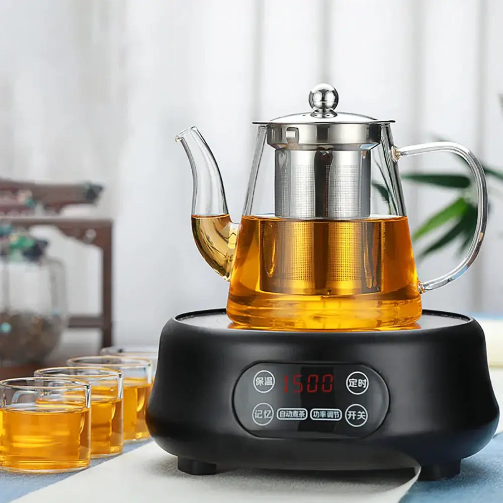 Modern glass tea infuser pot kitchen filtered teapot