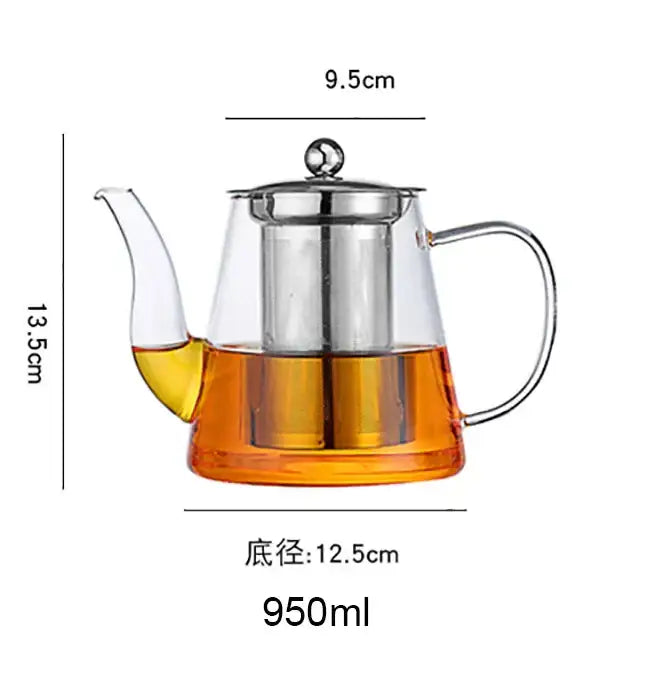 Modern glass tea infuser pot kitchen filtered teapot