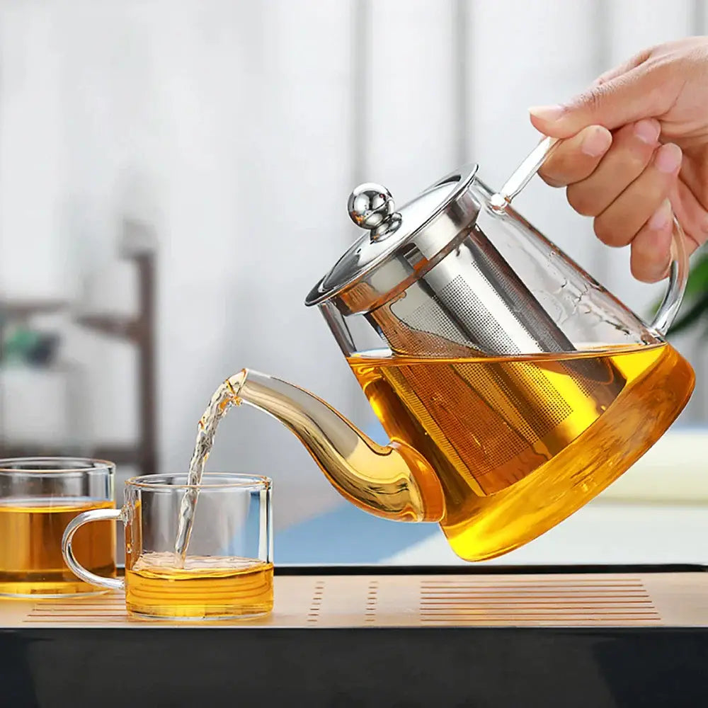 Modern glass tea infuser pot kitchen filtered teapot