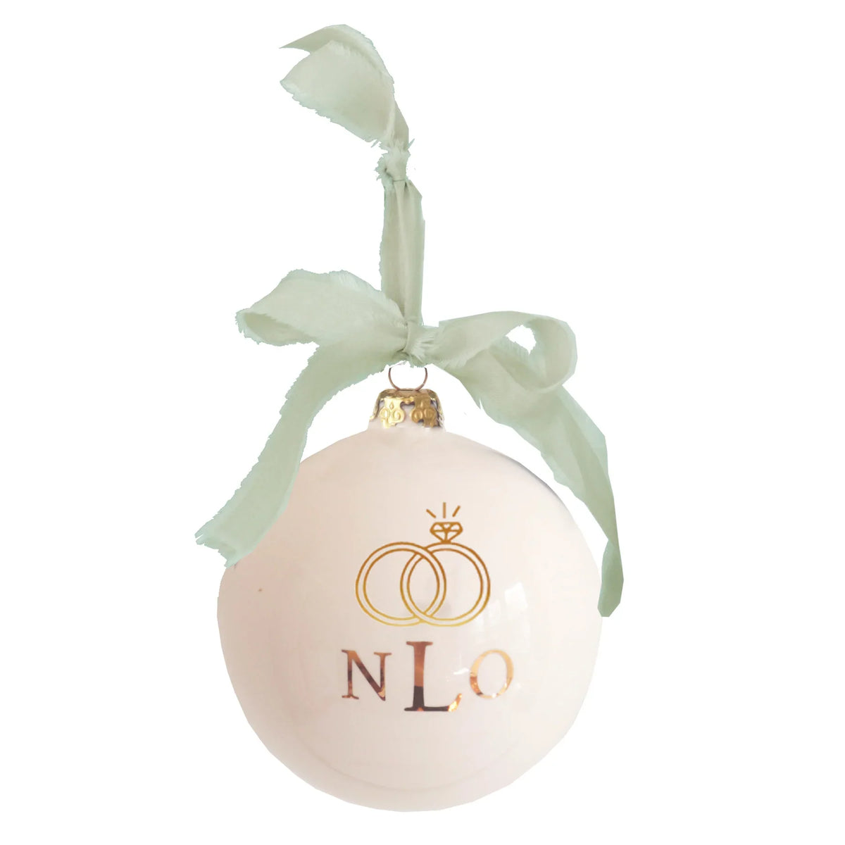 Monogrammed Keepsake Ornament- Wedding with Diamond Ring