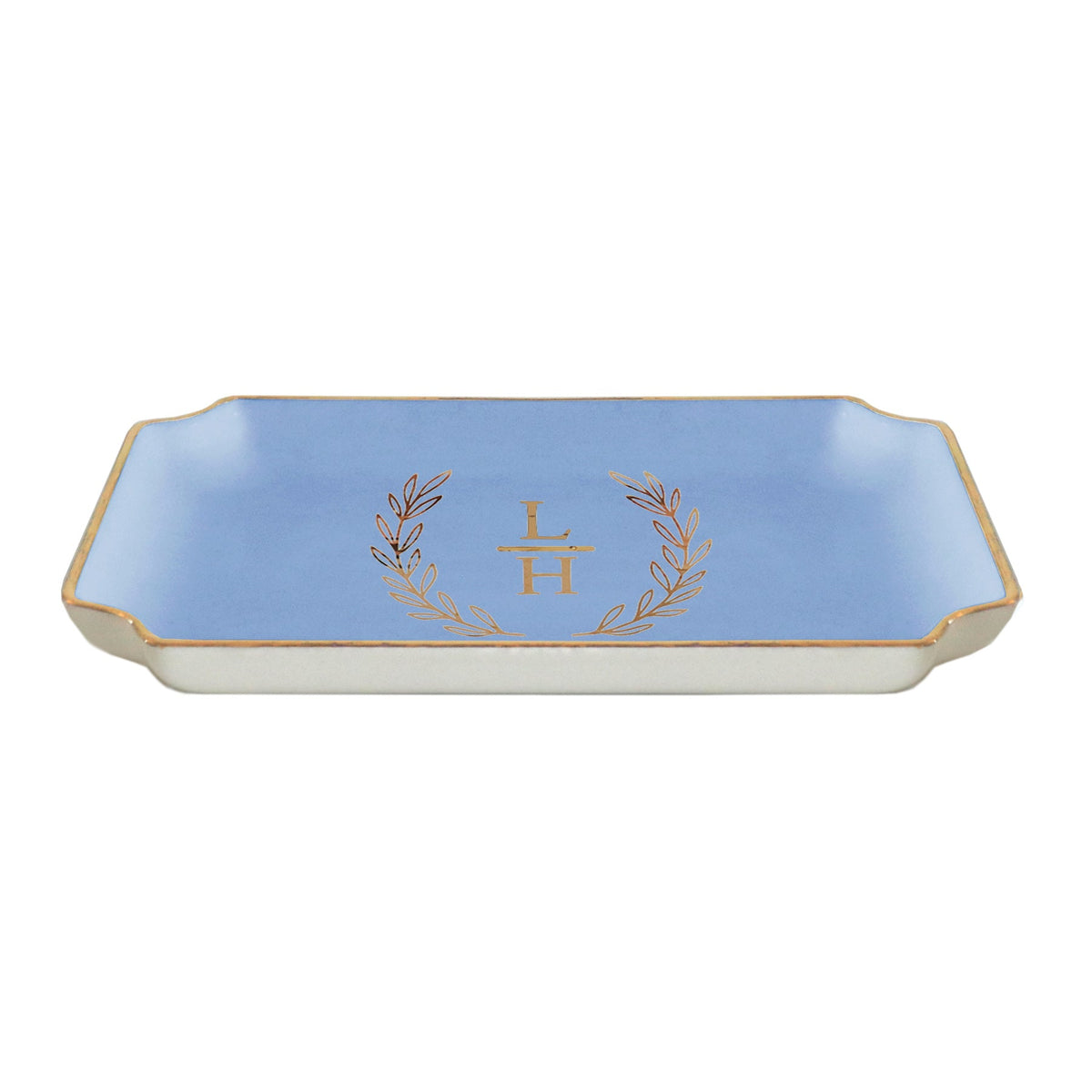 Laurel Wreath Monogram Trays with Gold Accent