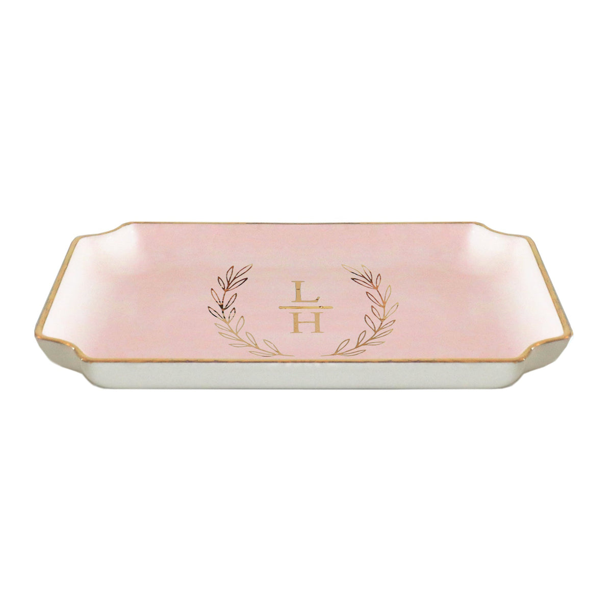 Laurel Wreath Monogram Trays with Gold Accent