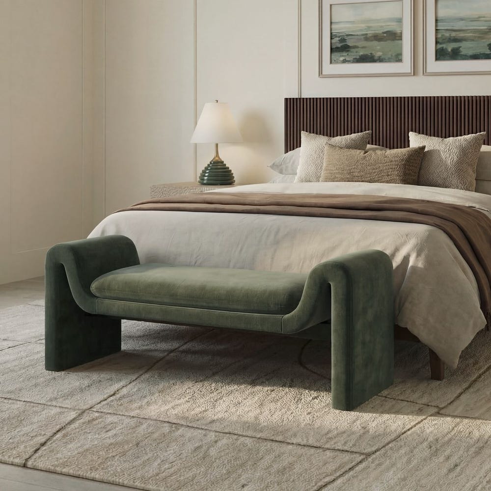 Mossvale Distressed Velvet Bench