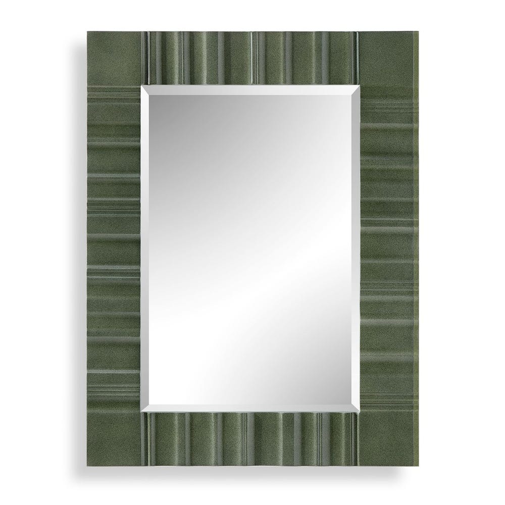 Mottled Olive Carved Wood Mirror
