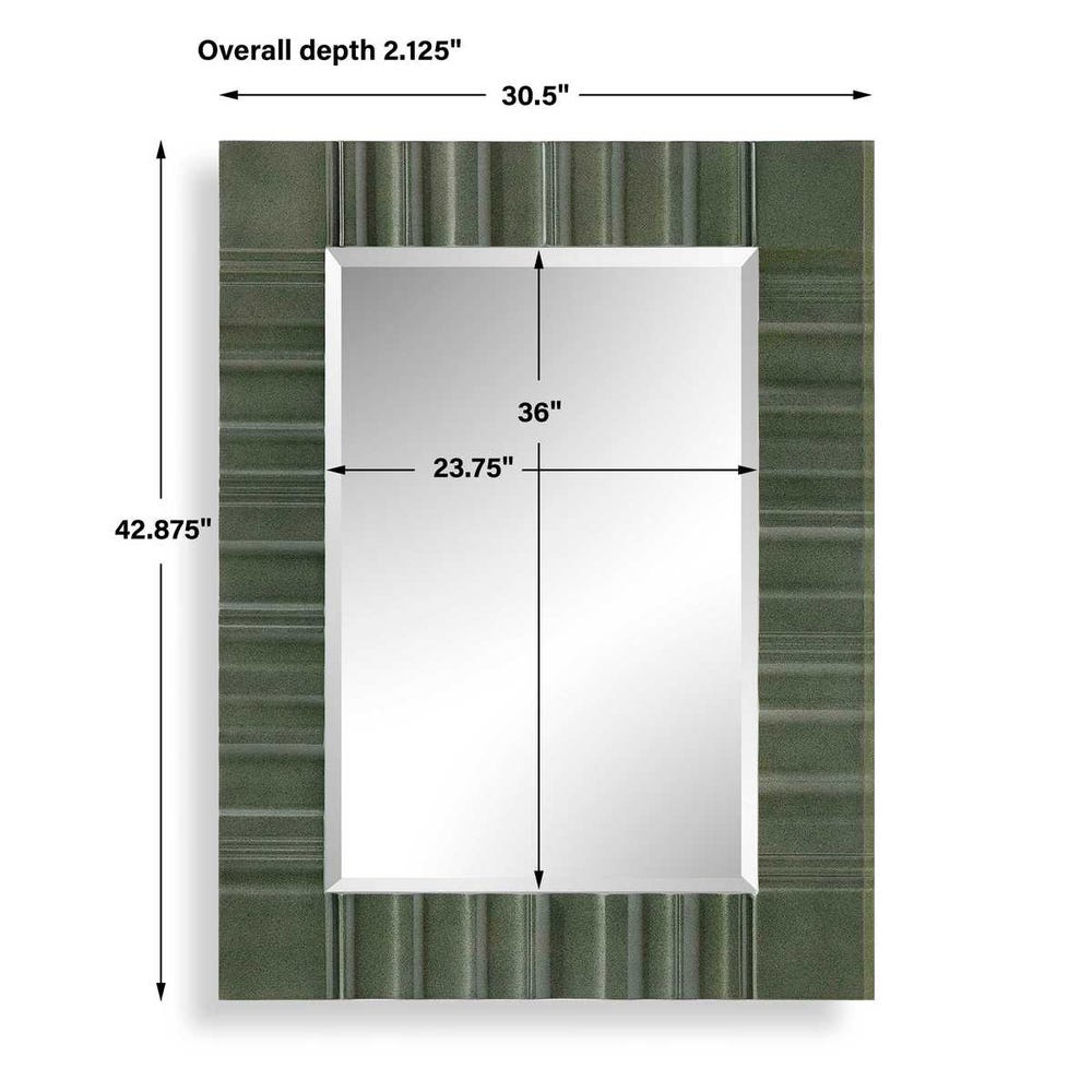 Mottled Olive Carved Wood Mirror