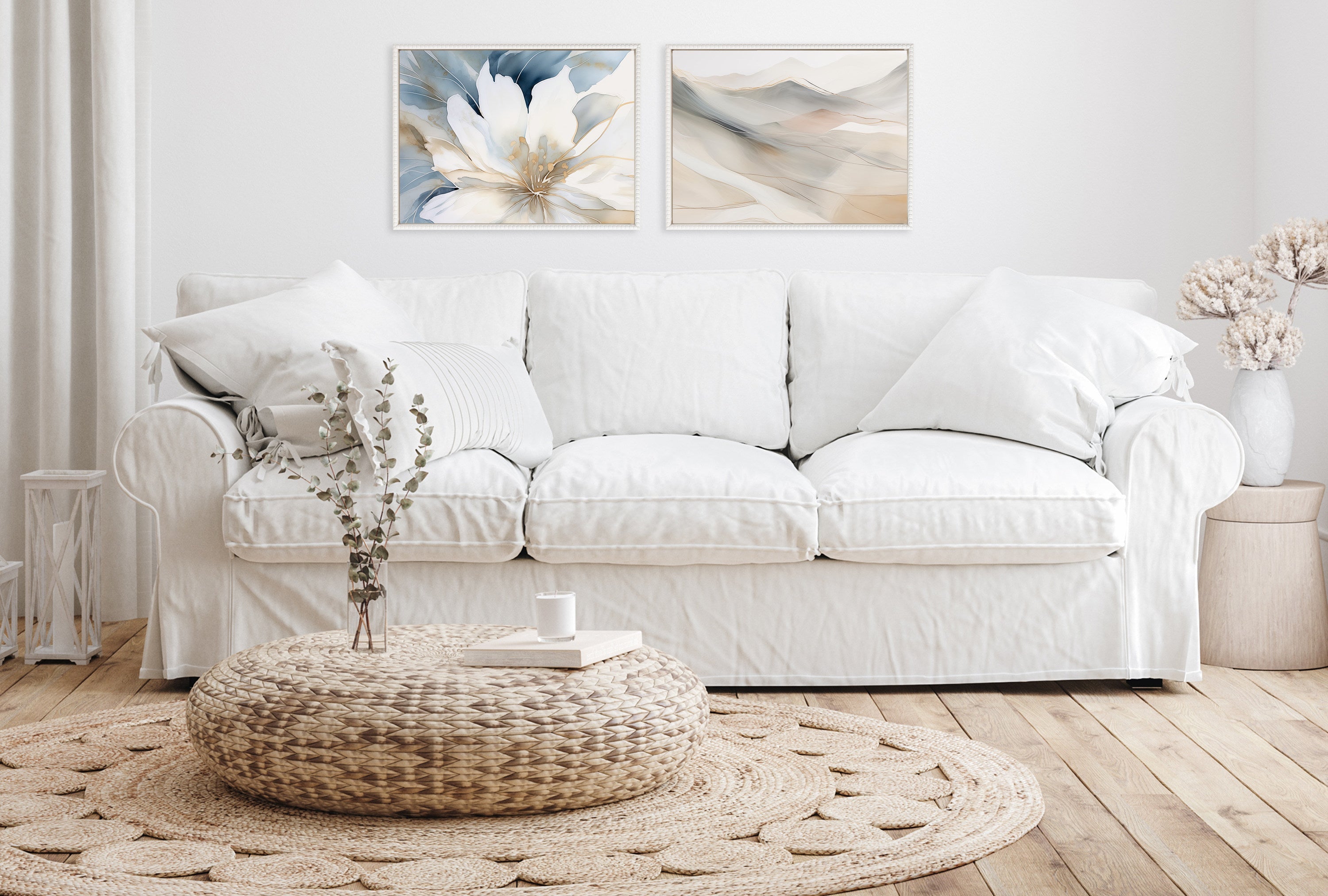 Sylvie Beaded Abstract Mystic Mountain Landscape Framed Canvas by The Creative Bunch Studio