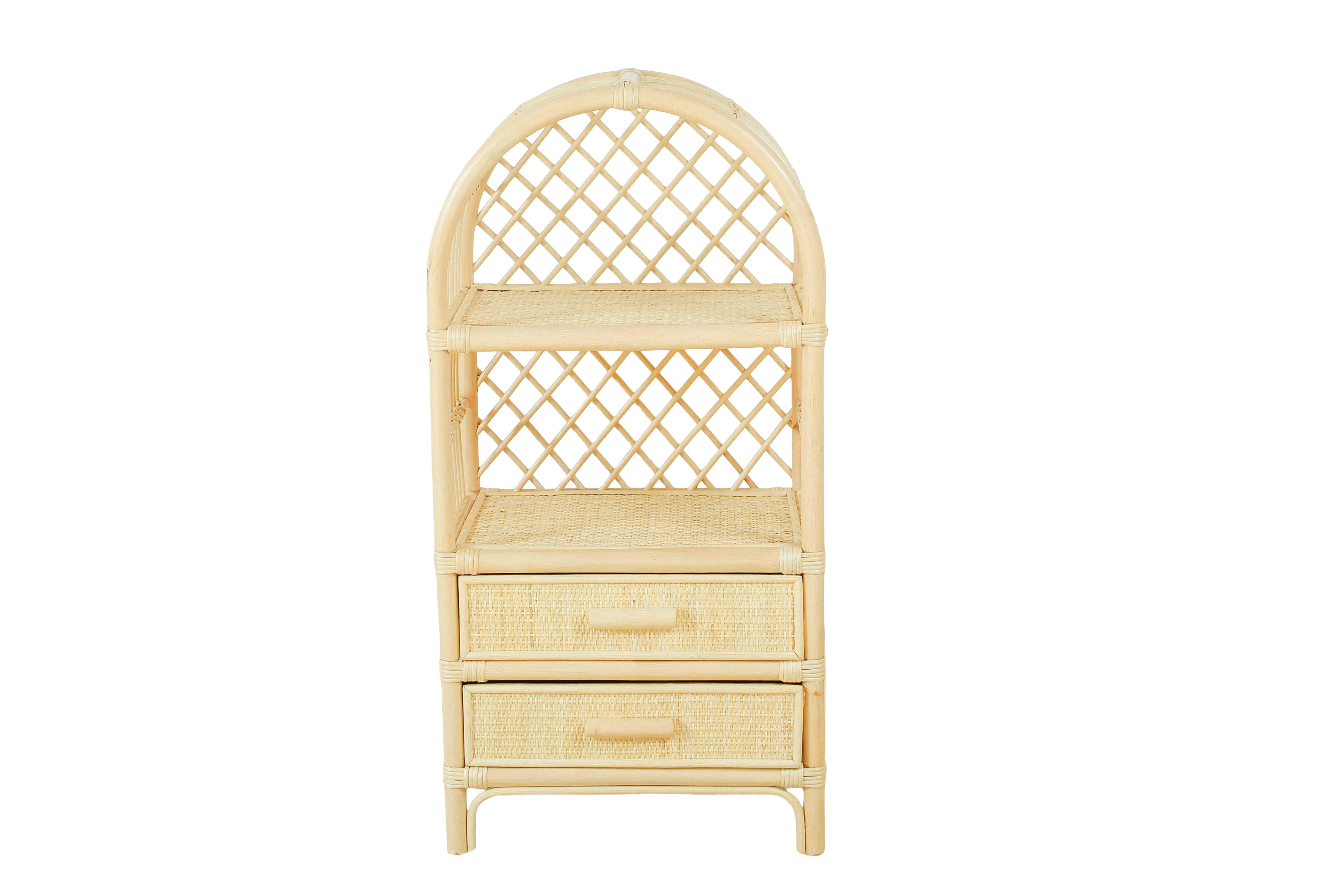Boho Rattan Kids Bookshelf & Toy Storage | Montessori Doll Shelf – Eco-Friendly Nursery & Playroom Furniture