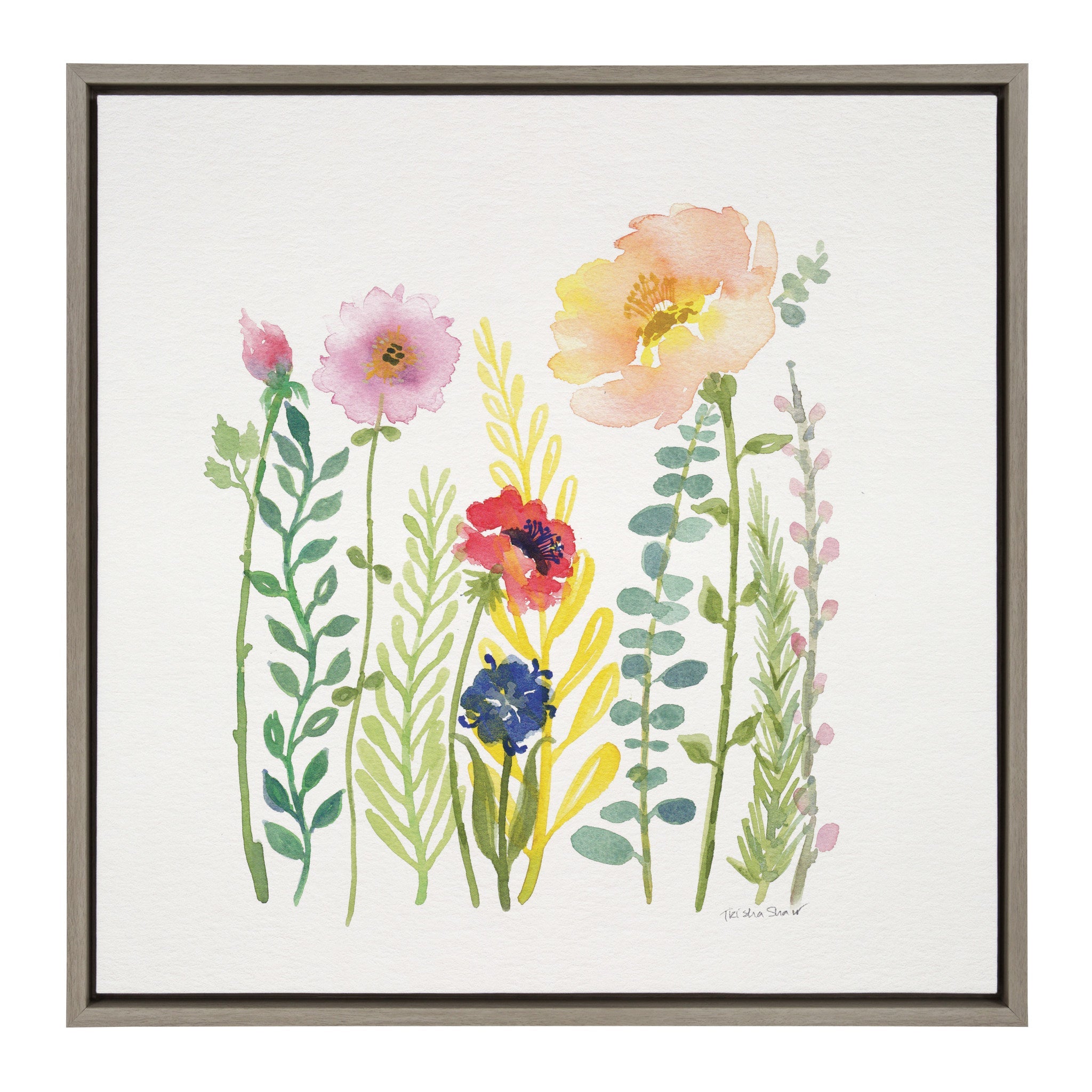 Sylvie Flowers and Ferns Framed Canvas by Patricia Shaw