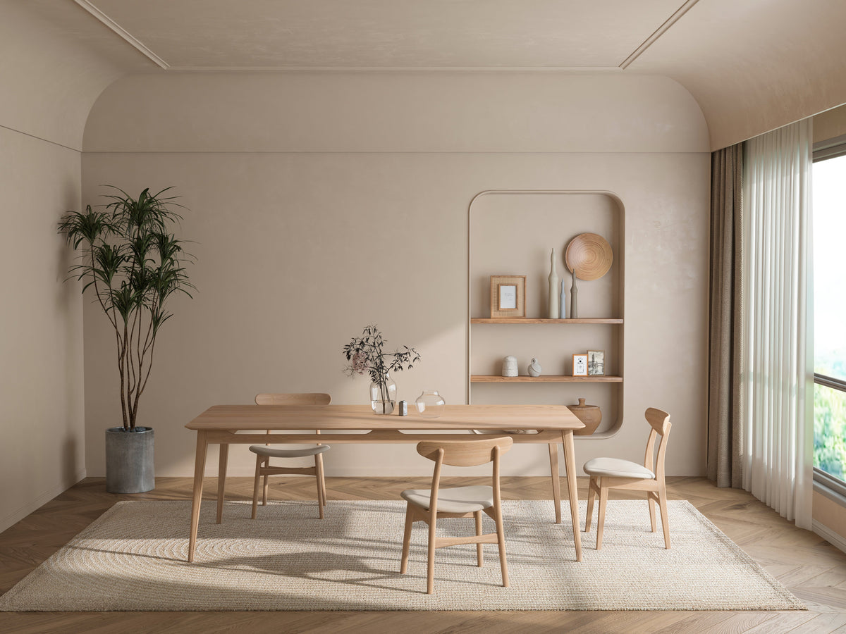 Isabella Mid Century Oak Dining Table and Chairs - American Solid Oak