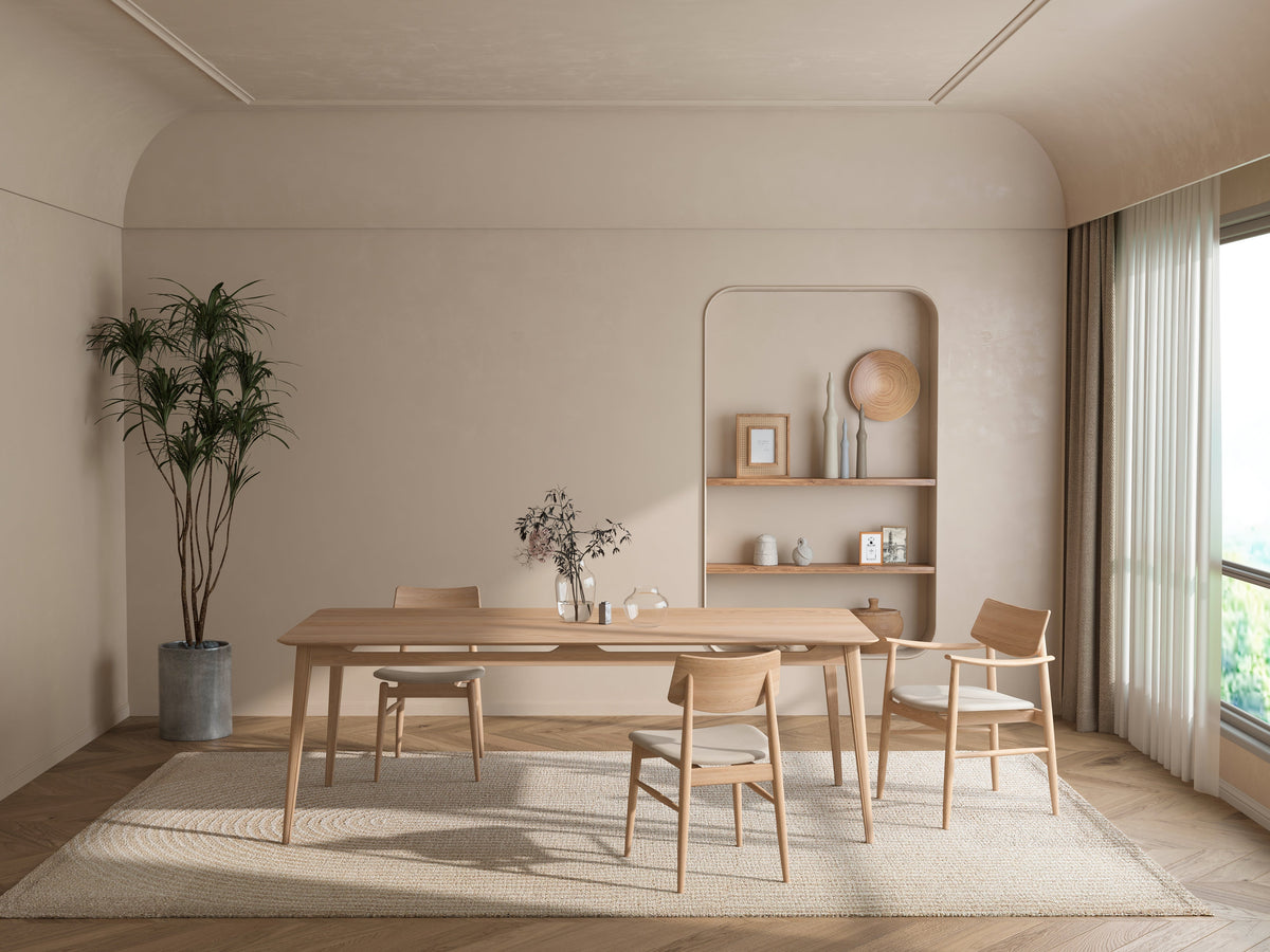 Isabella Mid Century Dining chair - Solid Oak Wood and Fabric seat