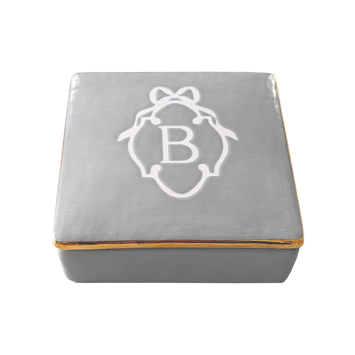 Bow Monogram Box with 22K Gold Accent