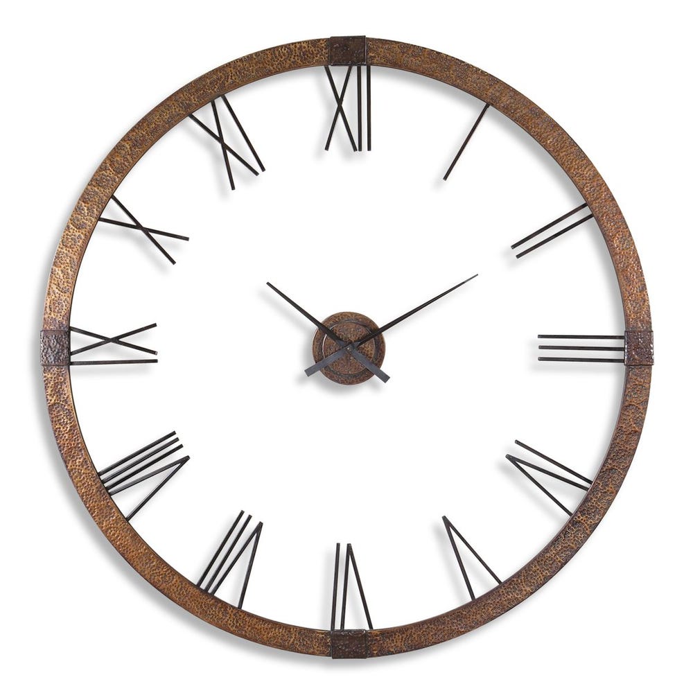 Oversized Hammered Copper Wall Clock
