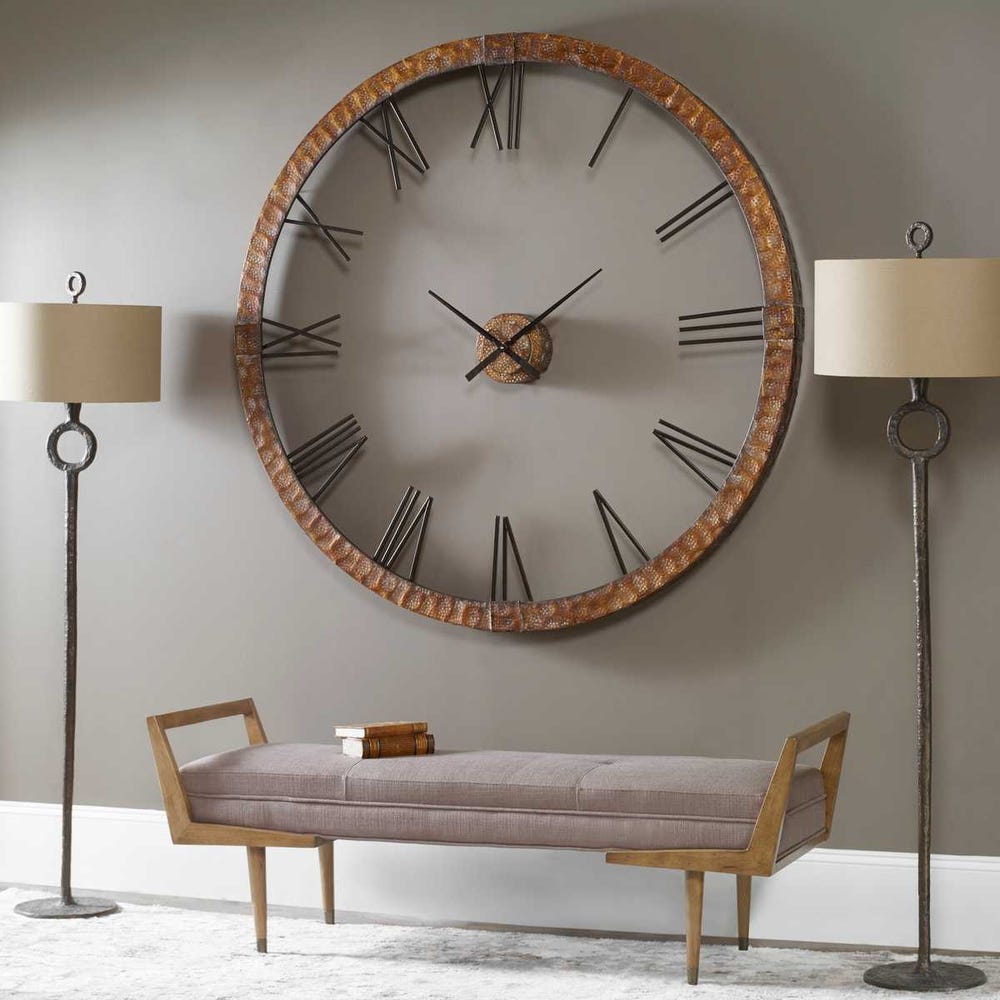 Oversized Hammered Copper Wall Clock