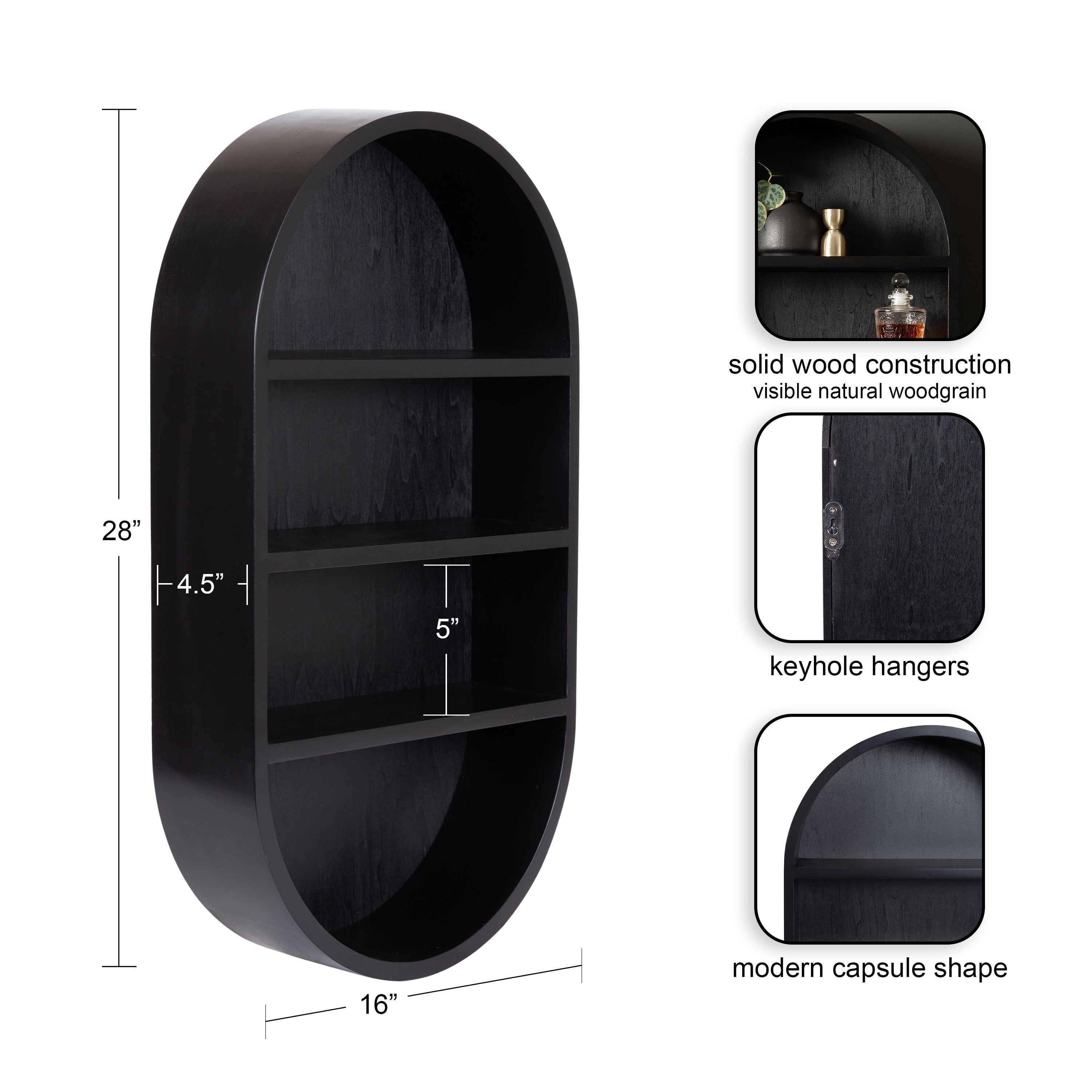 Hutton Wood Capsule Wall Shelf