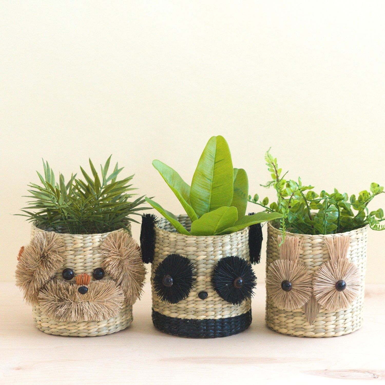 Panda 6" Seagrass Basket Planter - Animal Planter | LIKHÂ