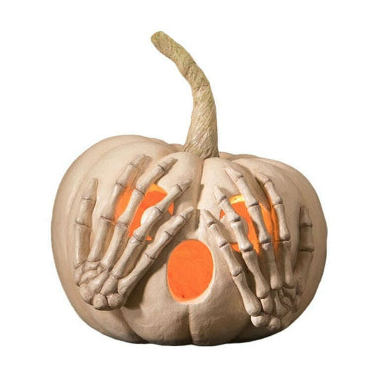 Peek-a-Boo Pumpkin White Halloween Decor by Bethany Lowe Designs