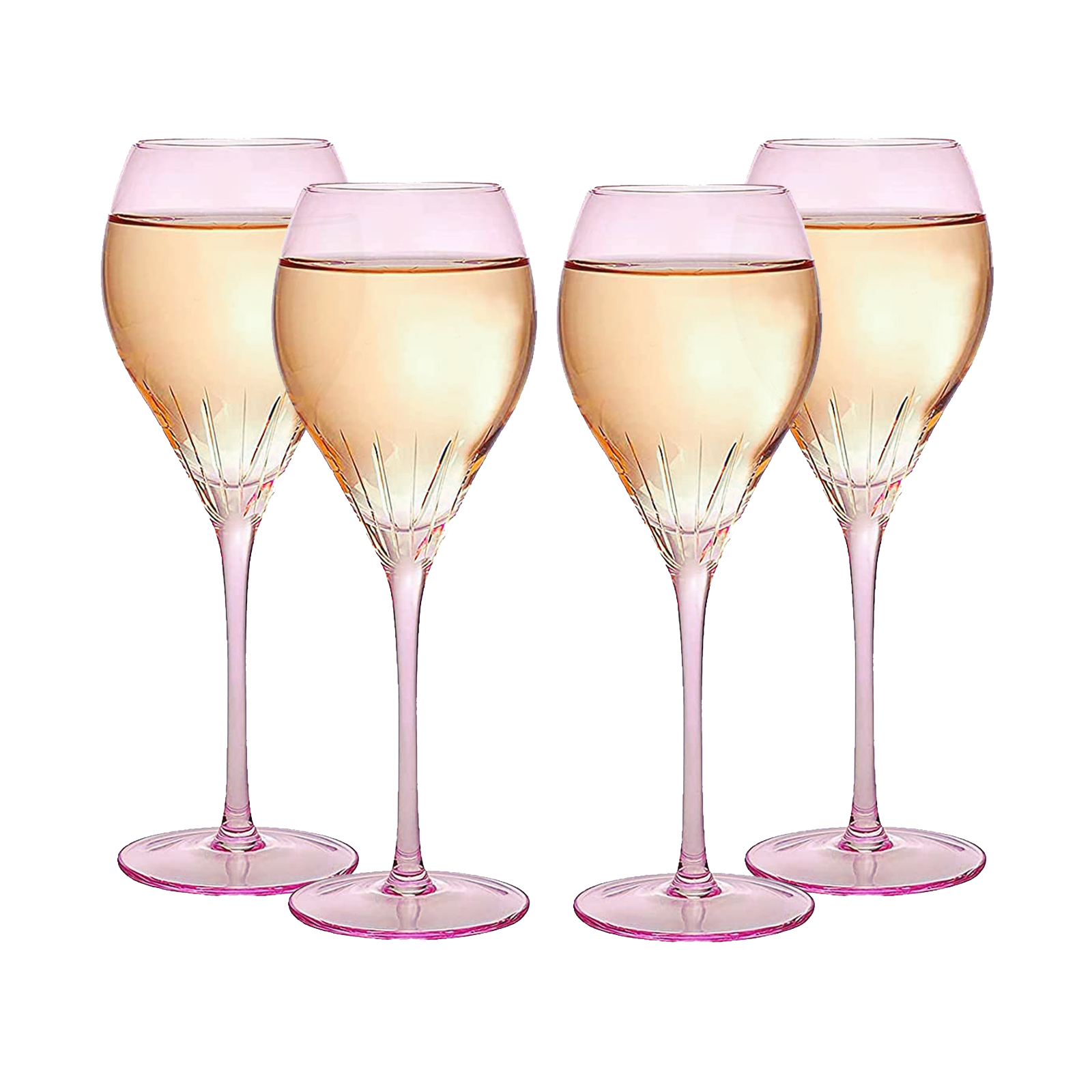 Paris Collection Crystal Pink Balloon Wine Glasses Red White Wines 14 Oz Set Of 4 By