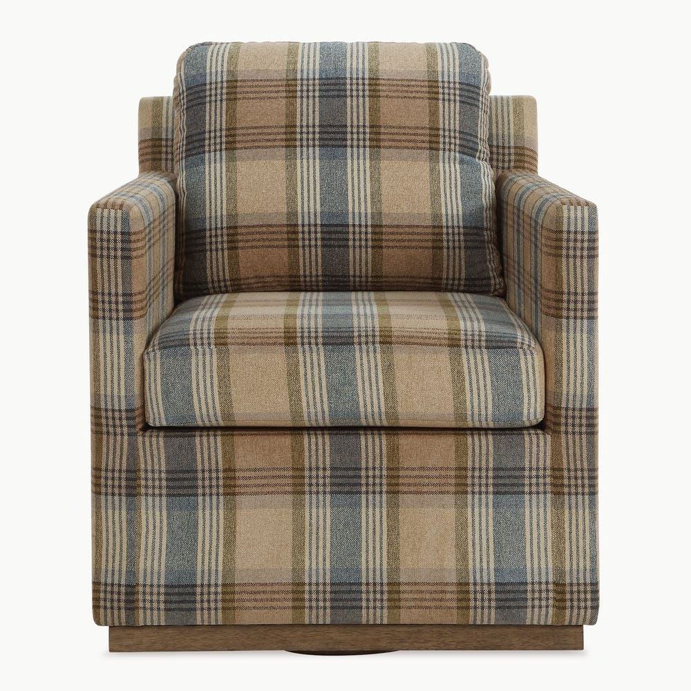Briarwood Olive Plaid Swivel Chair