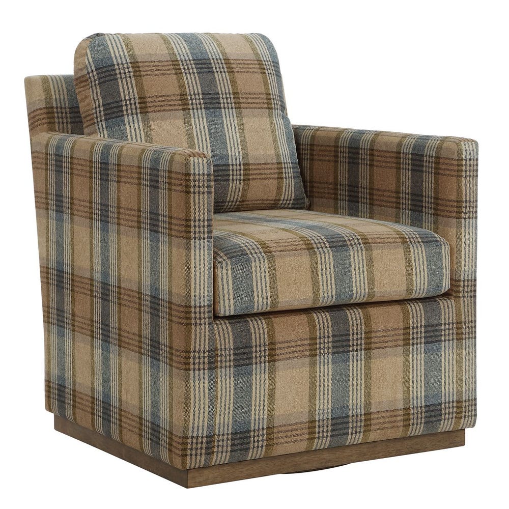 Briarwood Olive Plaid Swivel Chair