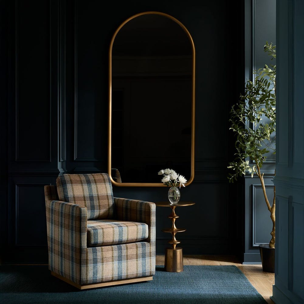 Briarwood Olive Plaid Swivel Chair