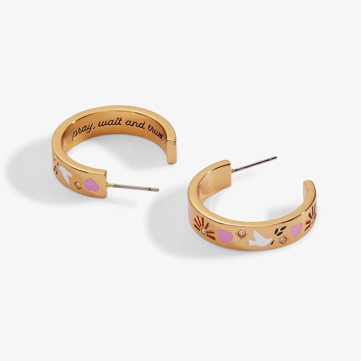 'Pray, Wait and Trust' Hoop Earrings