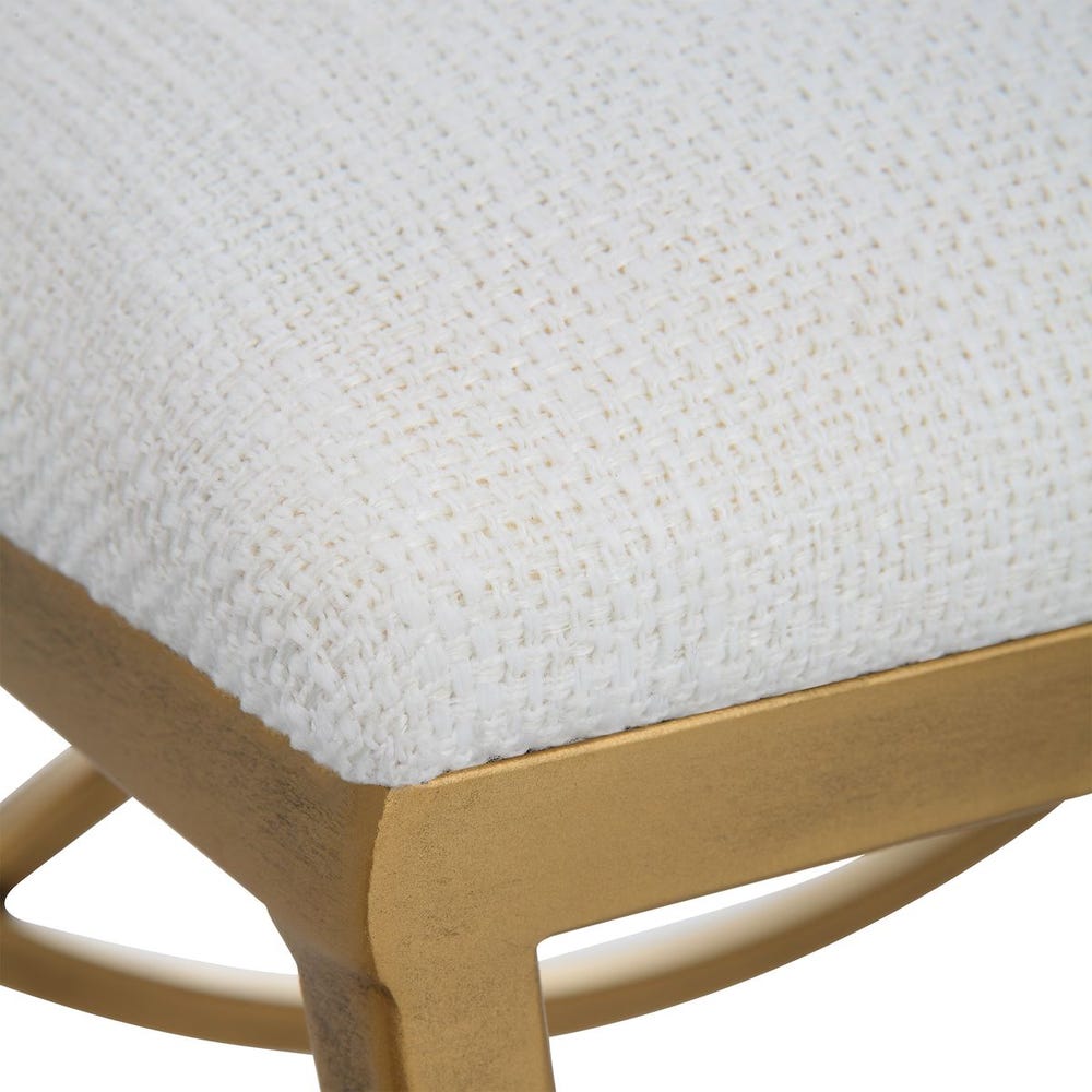 Kensington Arched Brass Upholstered Accent Stool