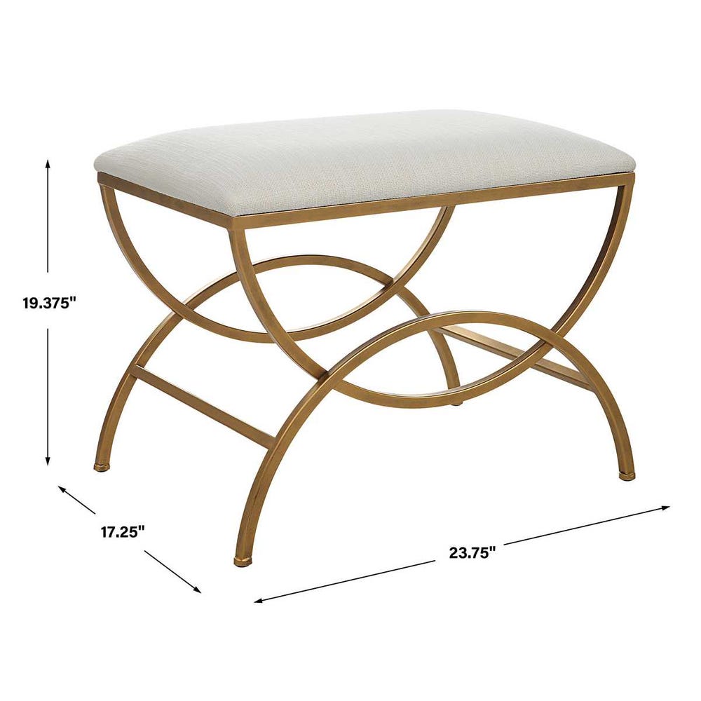 Kensington Arched Brass Upholstered Accent Stool